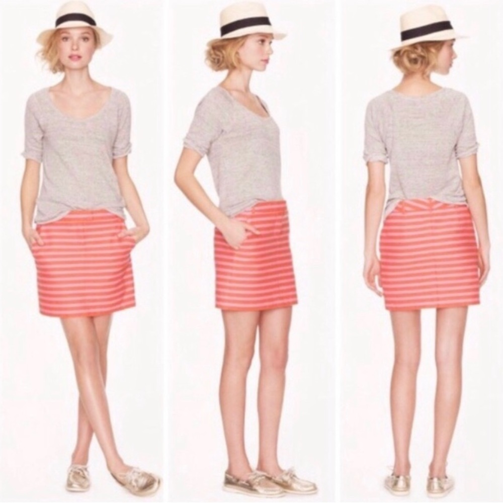 J. CREW Postcard Striped Orange & Pink Striped Mini Skirt